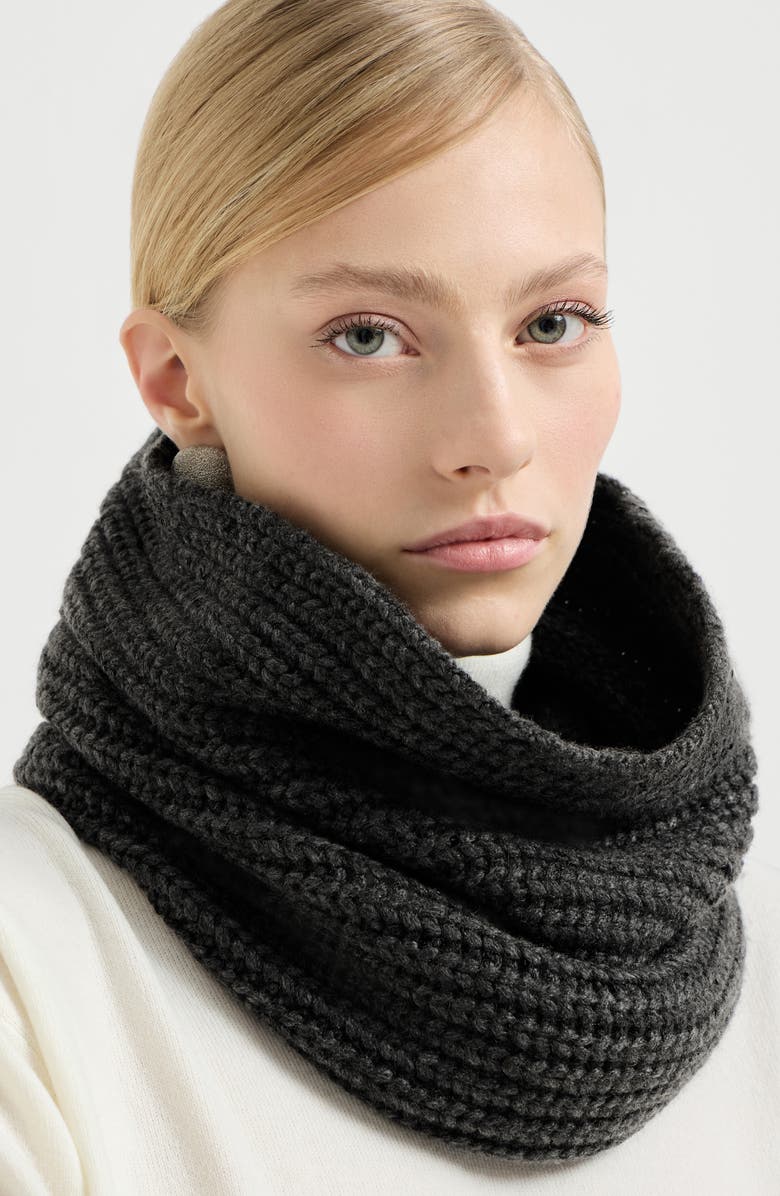 Brunello Cucinelli Dazzling neck warmer, Alternate, color, Dark Grey