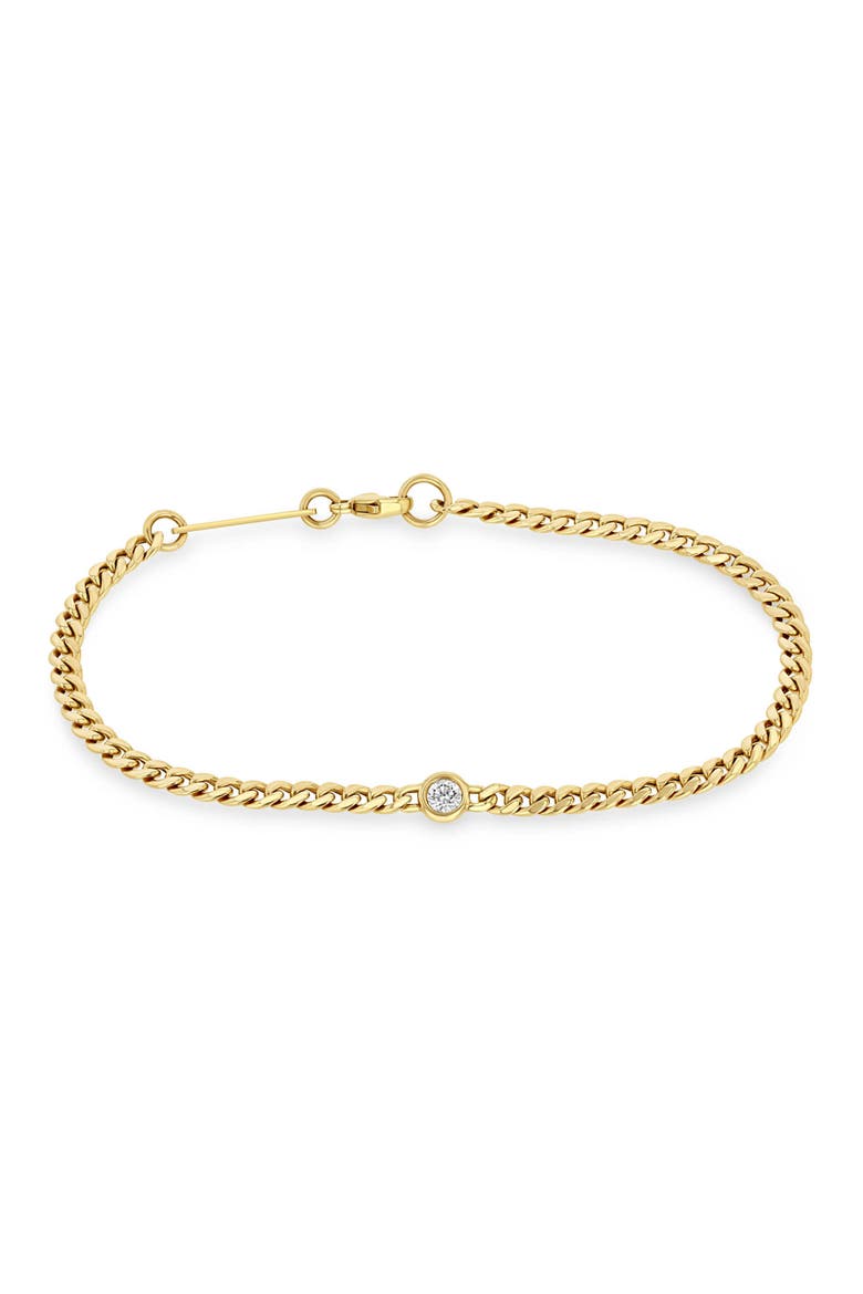 Small Curb Chain Floating Diamond Bracelet, Alternate, color, YELLOW GOLD
