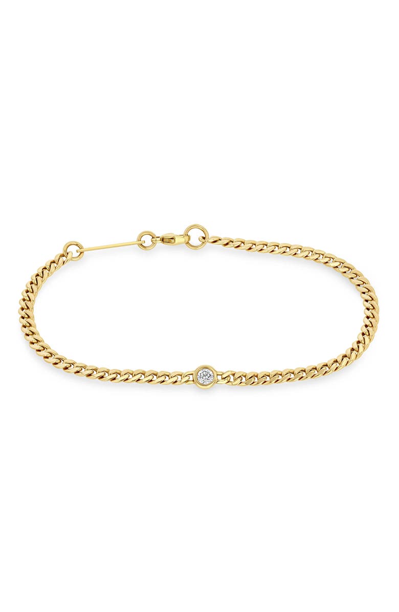Zoë Chicco Small Curb Chain Floating Diamond Bracelet, Alternate, color, Yellow Gold