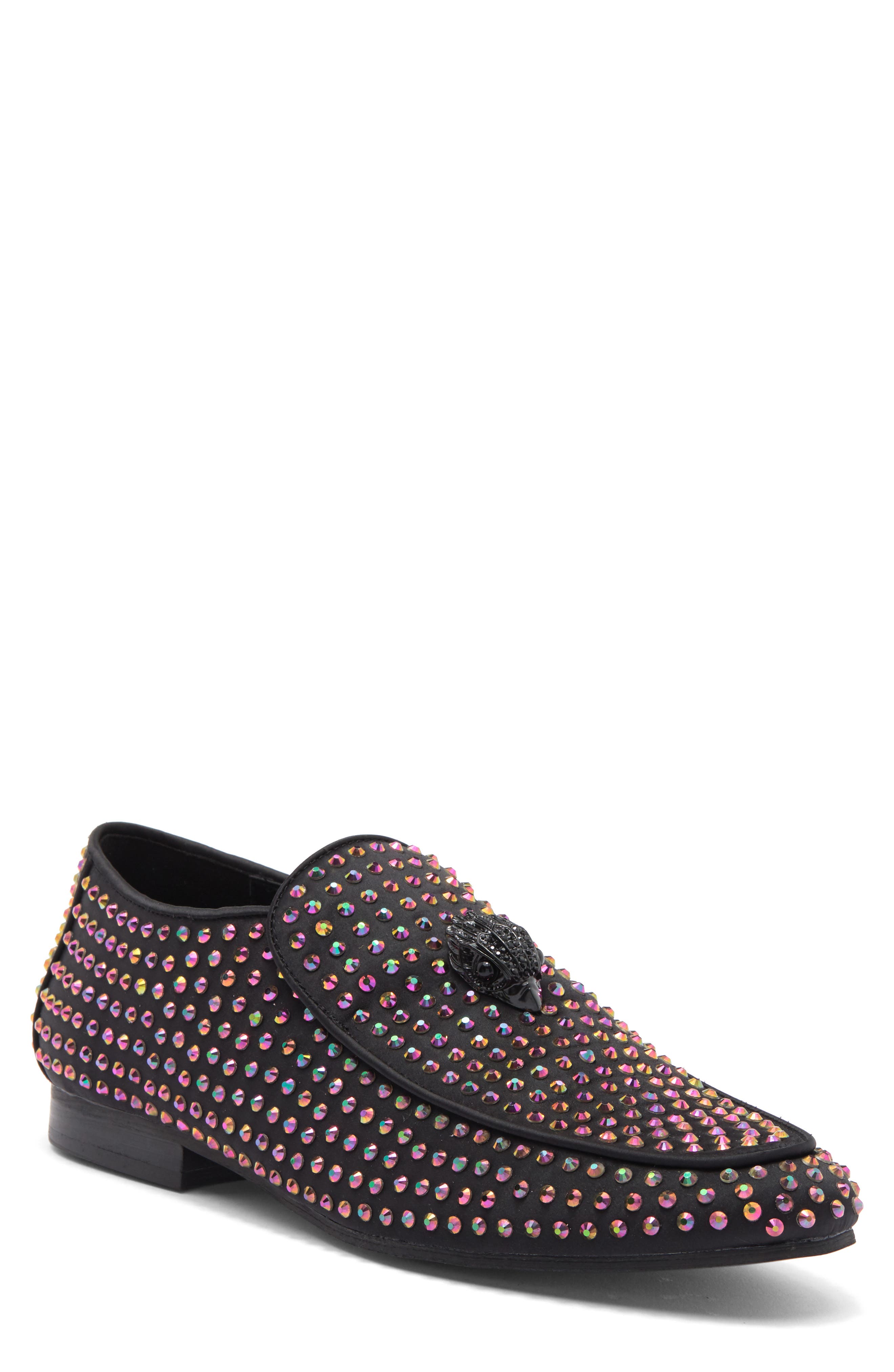 Kurt Geiger London Hugh Eagle's Head Crystal Stud Loafer, Main, color, 