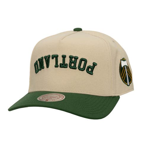 Men's Mitchell & Ness  Cream/Green Portland Timbers Upside Down Pro Pinch Snapback Hat
