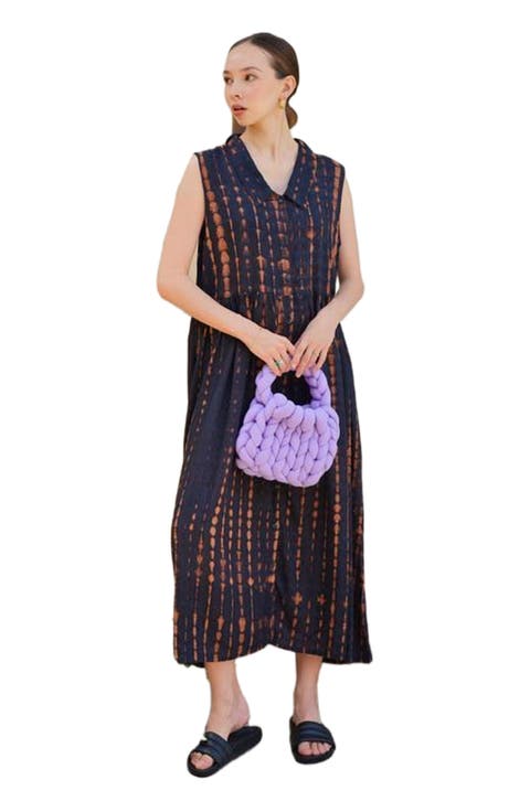 Tina Midi Dress in Black Multi