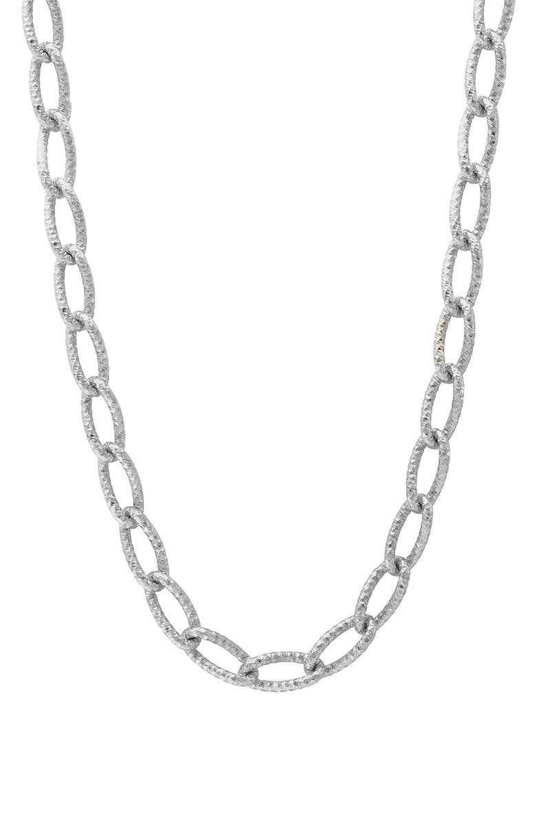 EFFY Textured Link Necklace, Main, color, White