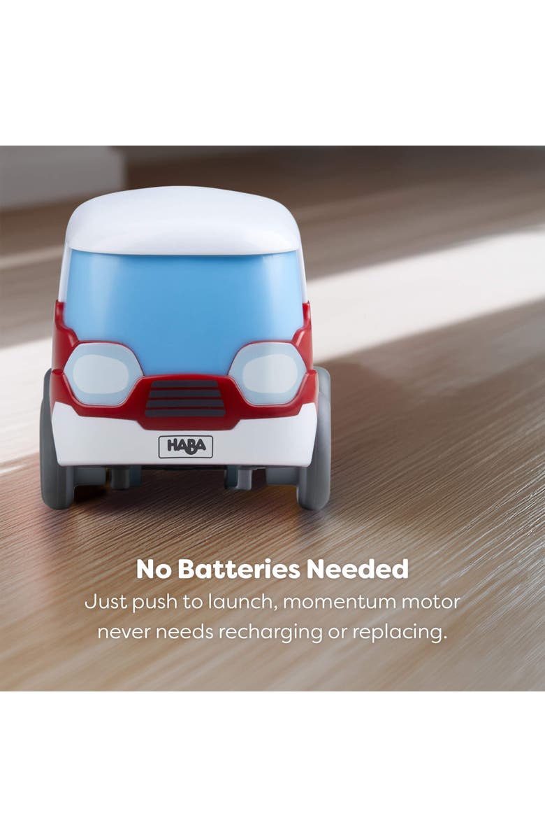 HABA Toddler Car Toy with Momentum Motor - Kullerbu Red Mini Bus, Push and Go Cars for Kids Ages 3-5, Bus Toys for Ages 2 Years Old and Up, Alternate, color, Multi