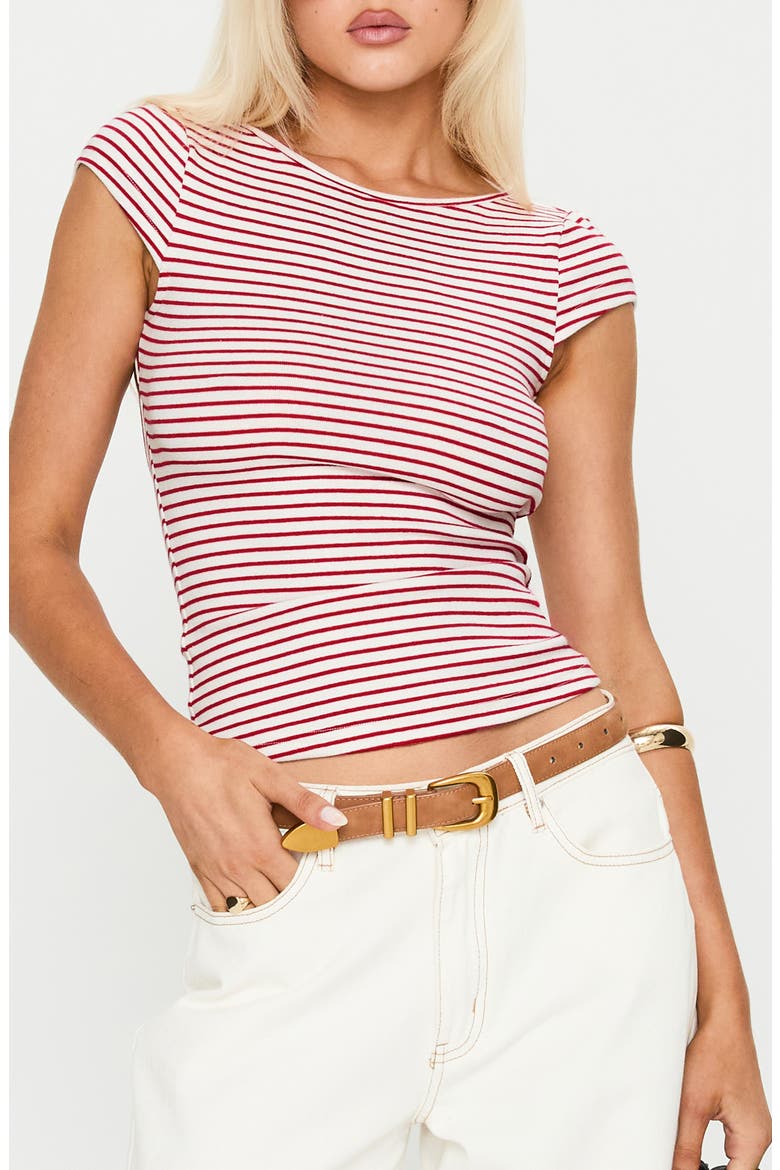 Drives Me Crazy Backless Top, Main, color, RED STRIPE