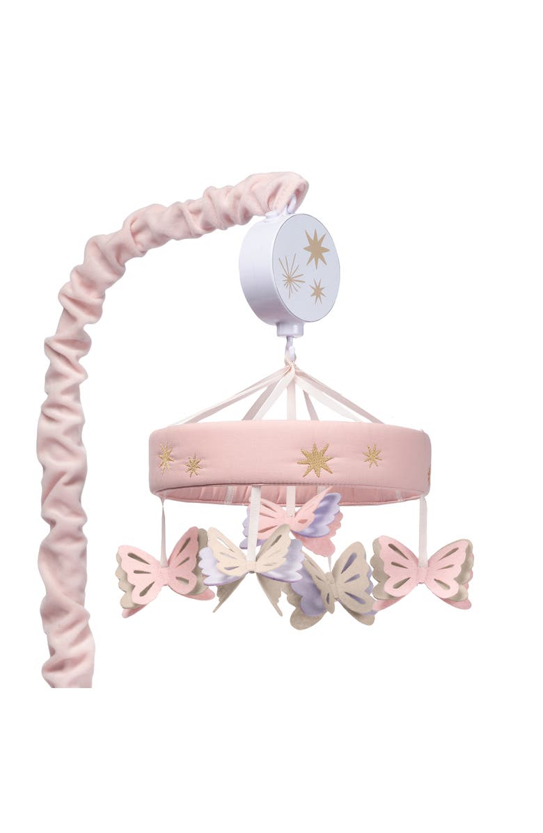 Lambs & Ivy Butterfly Dreams Musical Baby Crib Mobile Soother Toy, Main, color, Pink