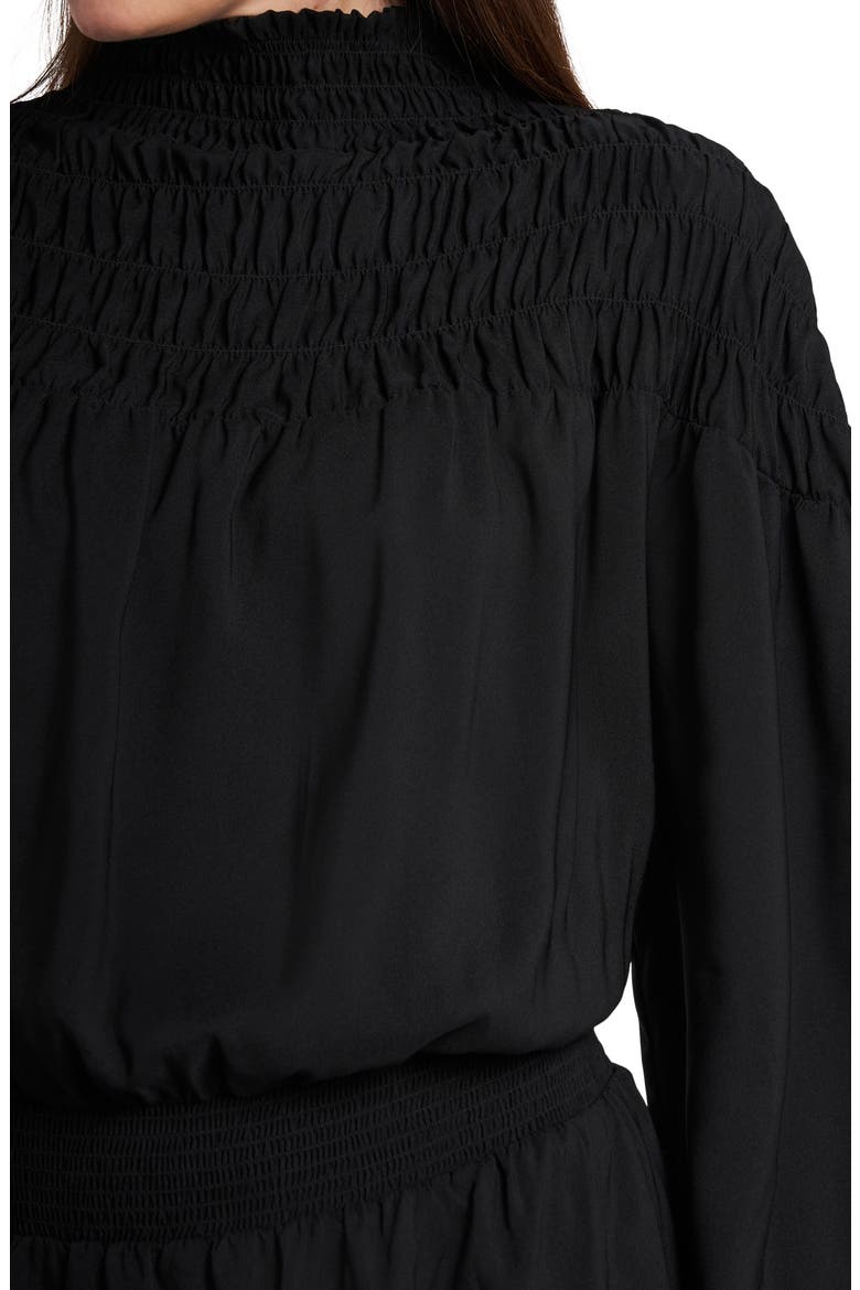 Smocked Long Sleeve Dress, Alternate, color, RICH BLACK