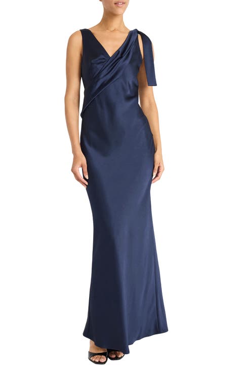 Tie Detail Satin Gown