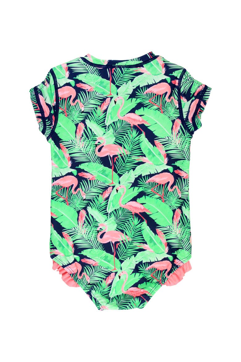 Short Sleeve UPF50 One Piece Rash Guard, Alternate, color, Flamingo Frenzy