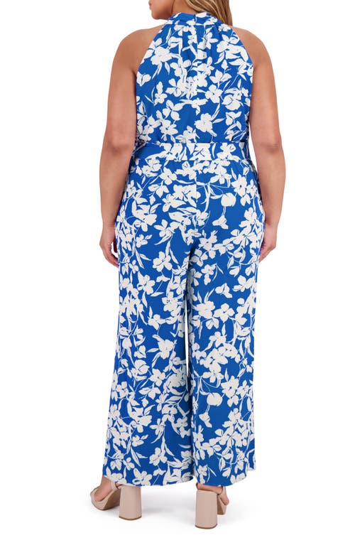 London Times Halter Neck Jumpsuit In Multi