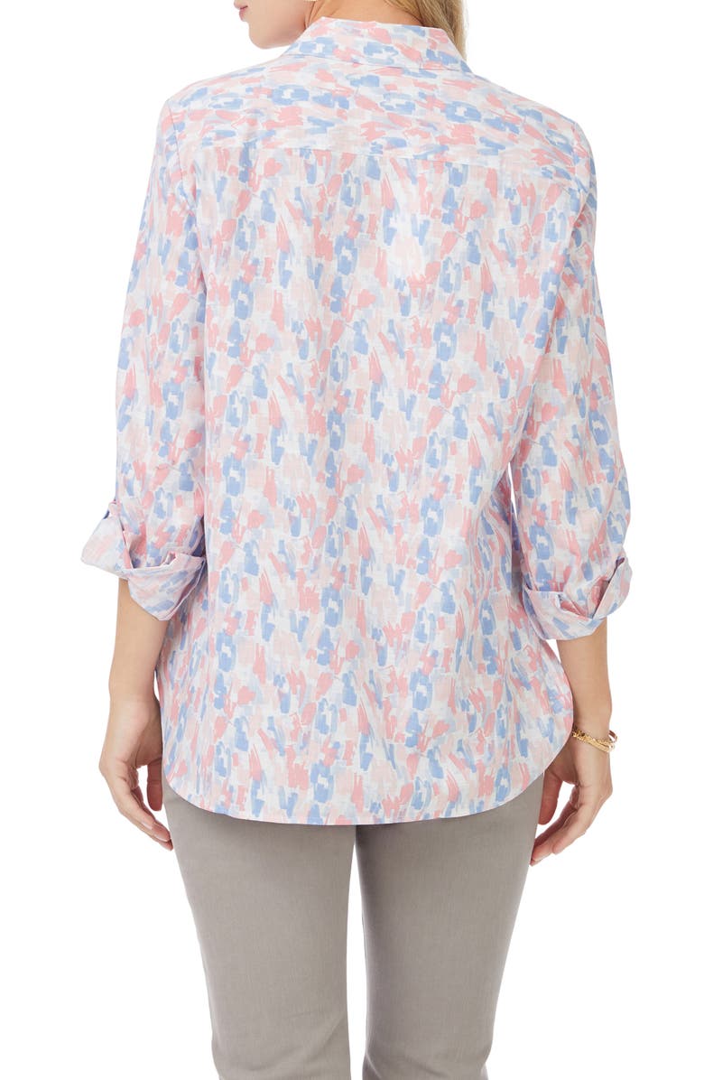 Foxcroft Cole Print Wrinkle-Resistant Button-Up Shirt, Alternate, color, Blue Multi