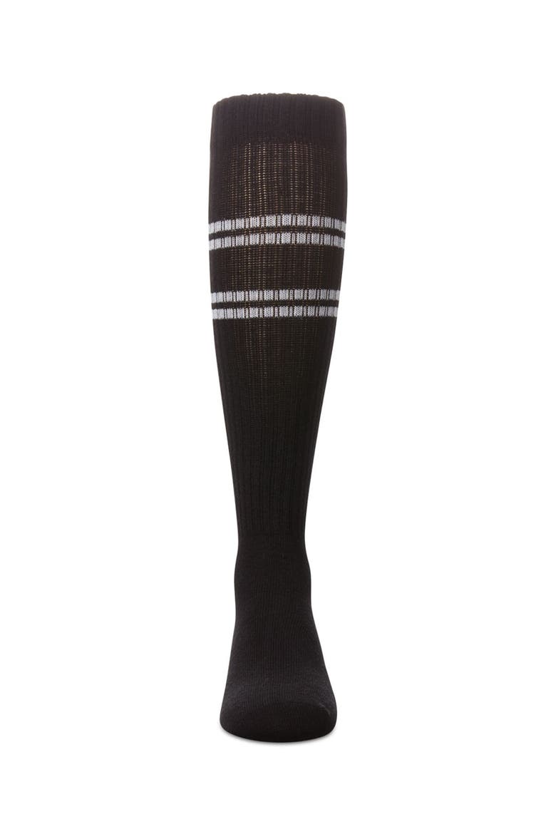 Ribbed Athletic Stripe Knee High Socks, Alternate, color, Black