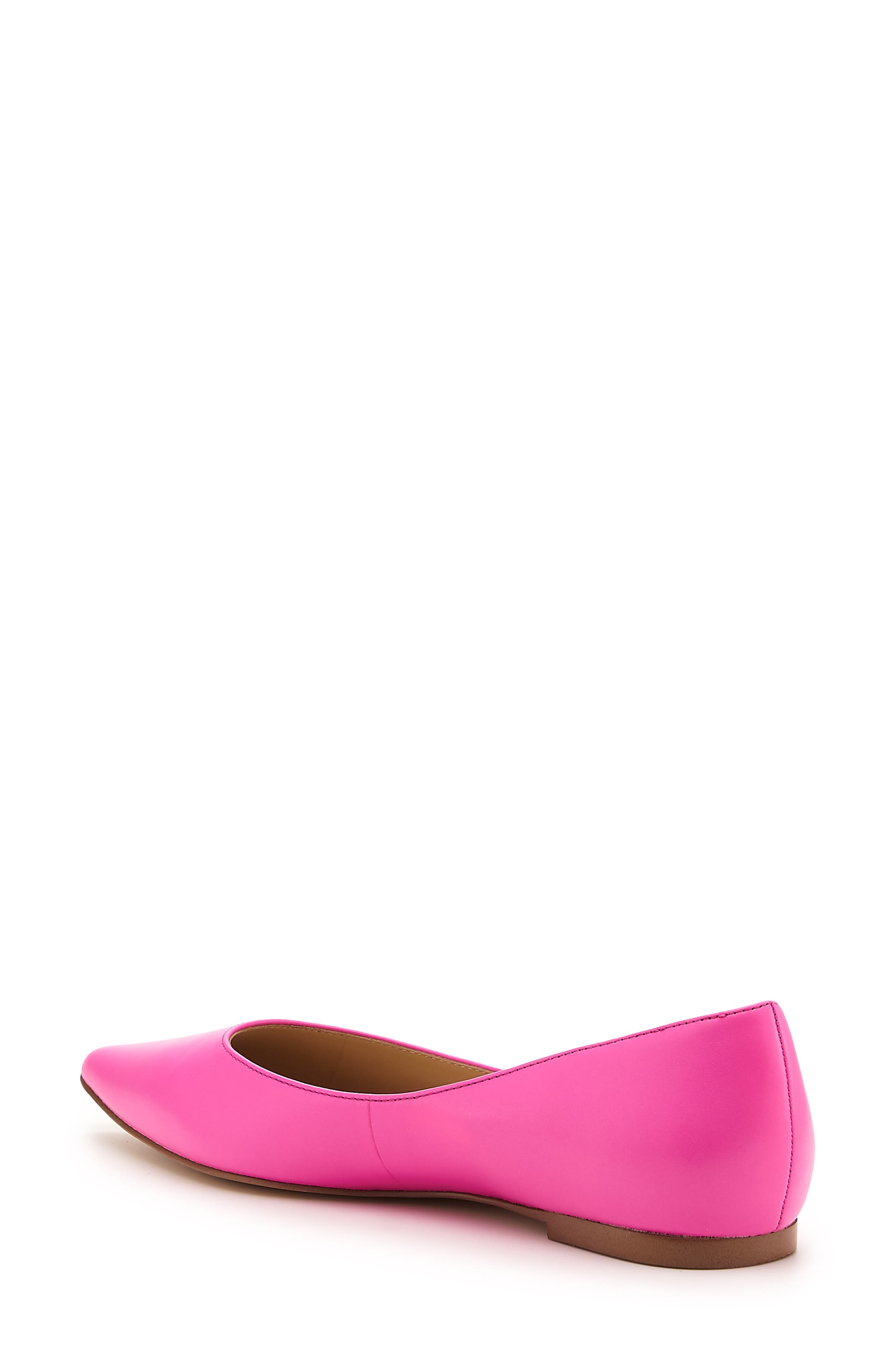 Annika Pointed Toe Flat, Alternate, color, NEON PINK LEATHER