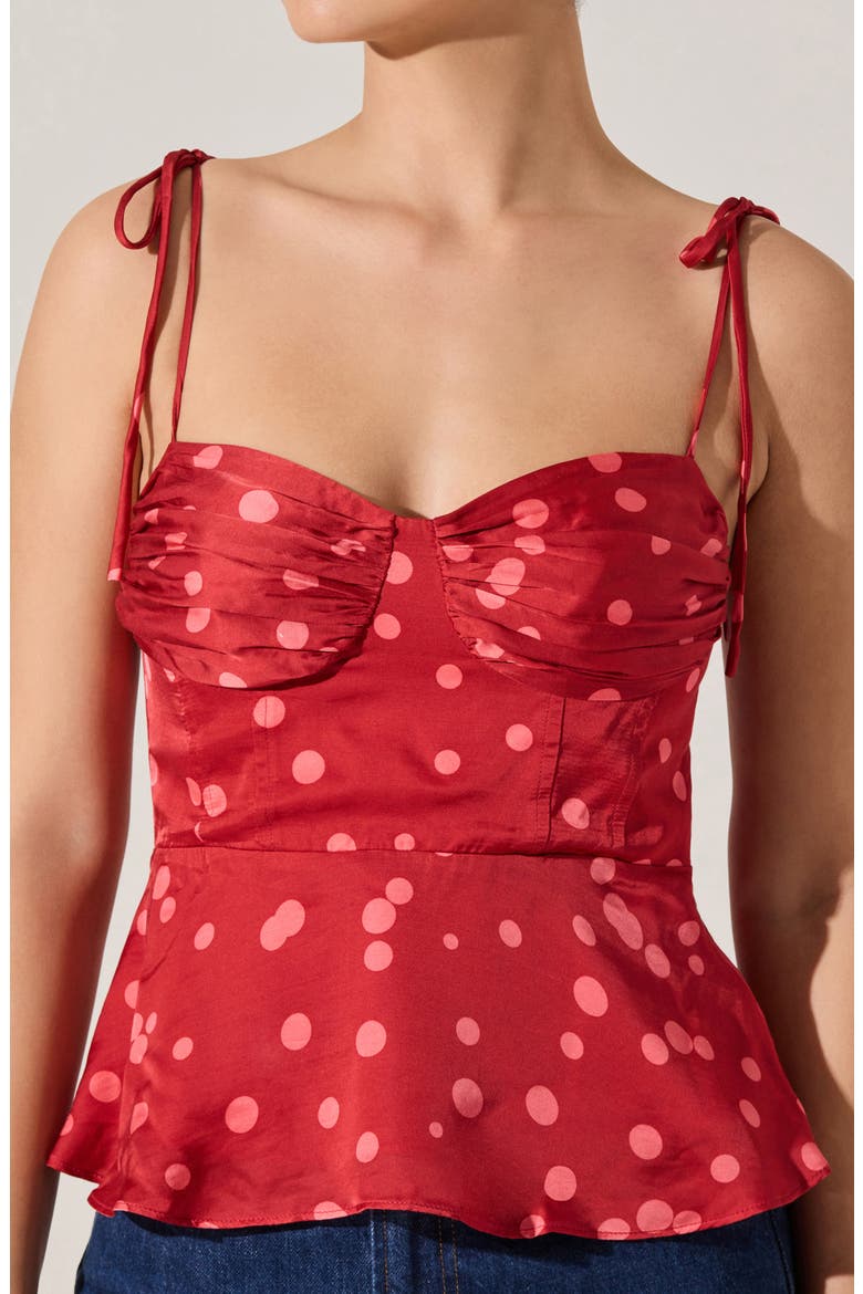 Selina Peplum Corset Top, Alternate, color, RED POLKA DOT