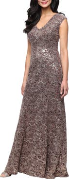 Alex Evenings Sequin Corded Lace Trumpet Gown