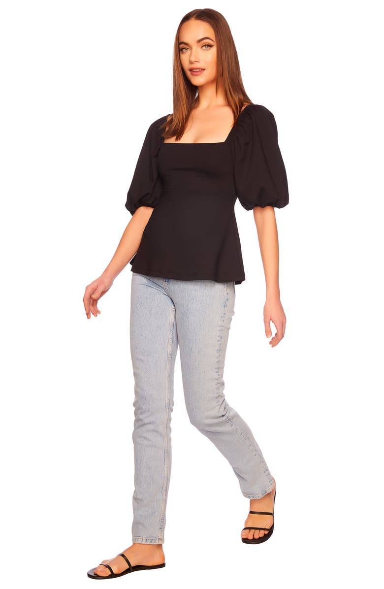 Susana Monaco Puff Sleeve Top, Alternate, color, Black