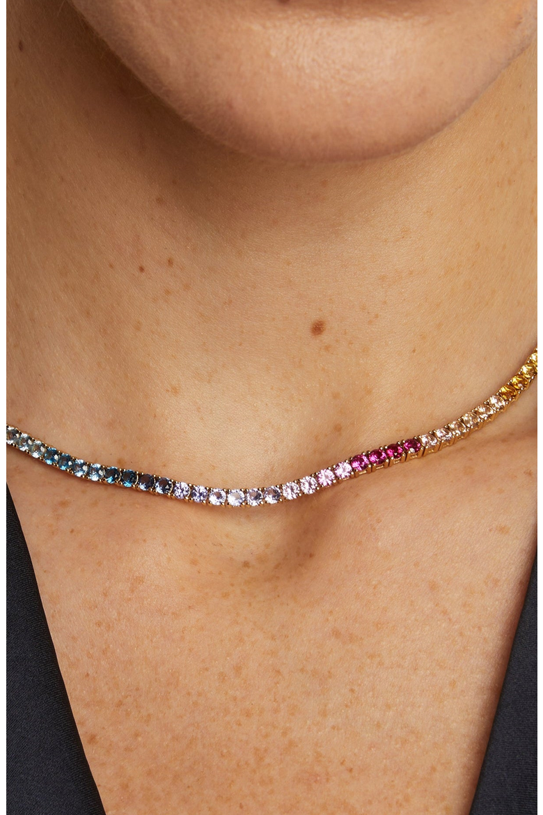 Ombré Rainbow Tennis Necklace, Alternate, color, Ombré Rainbow
