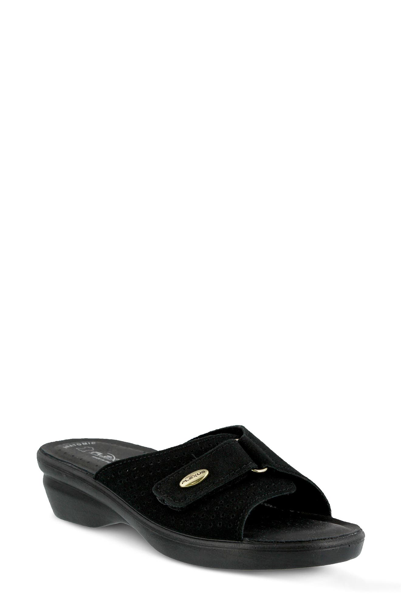 Flexus by Spring Step Kea Slide Sandal, Main, color, Black Suede