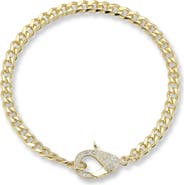 SPHERA MILANO Pavé Cubic Zirconia Clasp Curb Chain Bracelet