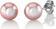 The Pearl Source 8mm Pink Freshwater Round Pearl Stud Earrings