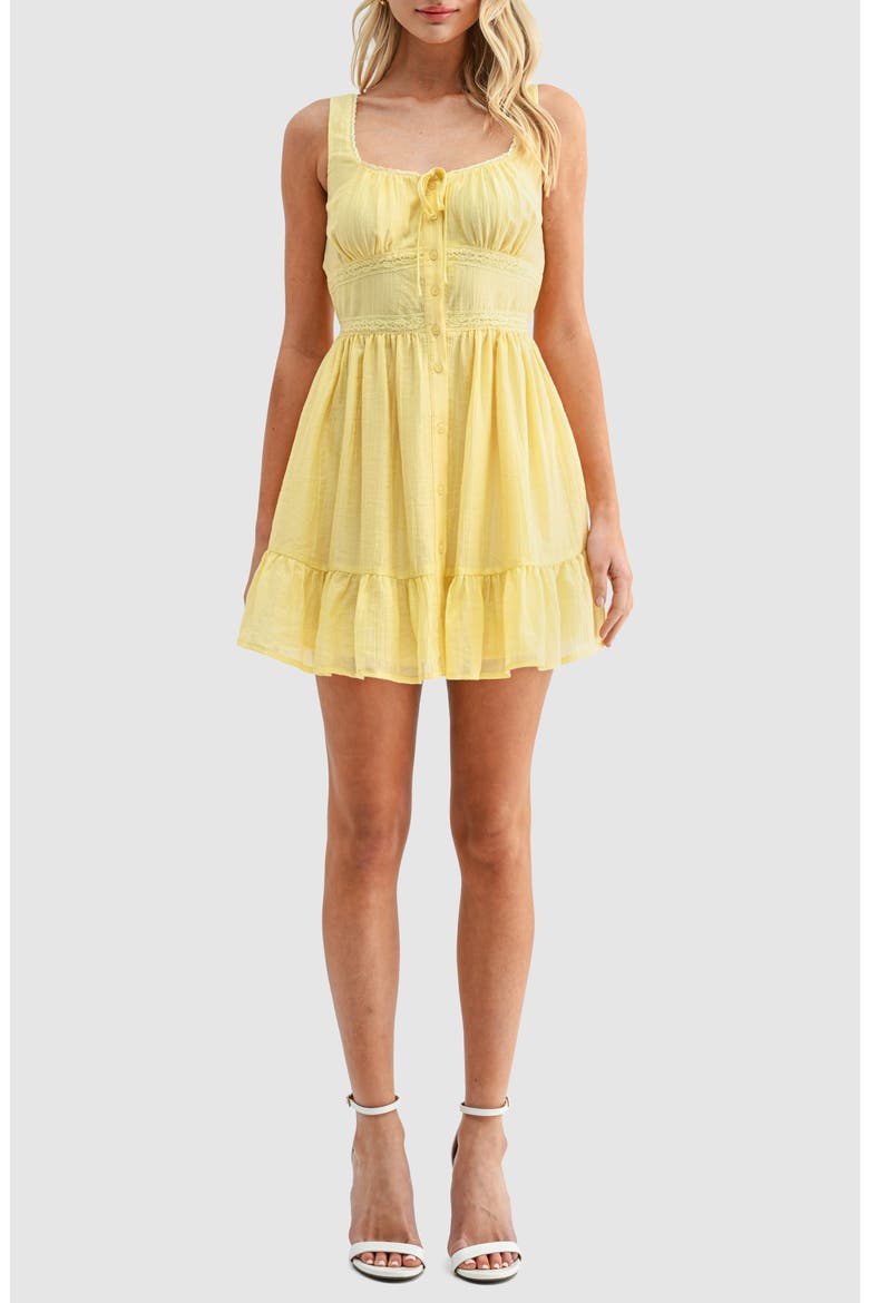 Square Neck Button Front Minidress, Main, color, YELLOW
