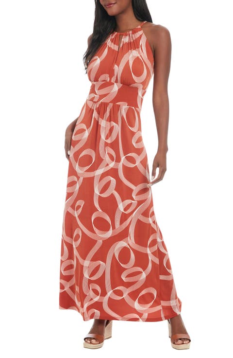 Swirly Scroll Printed Jersey Dress