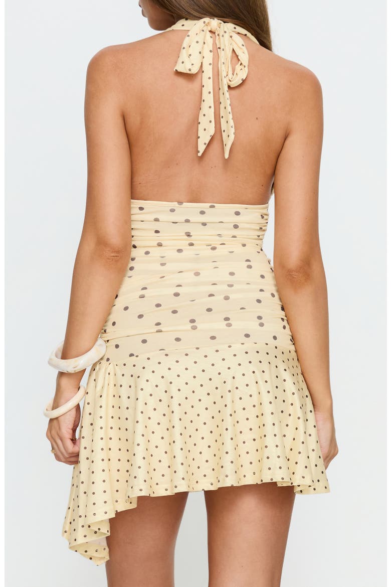 Mariellen Polka Dot Halter Minidress, Alternate, color, YELLOW POLKA DOT