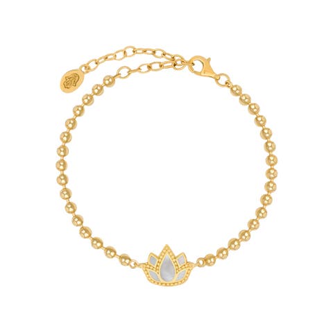 Delicate Karma Lotus Mother Of Pearl Bracelet