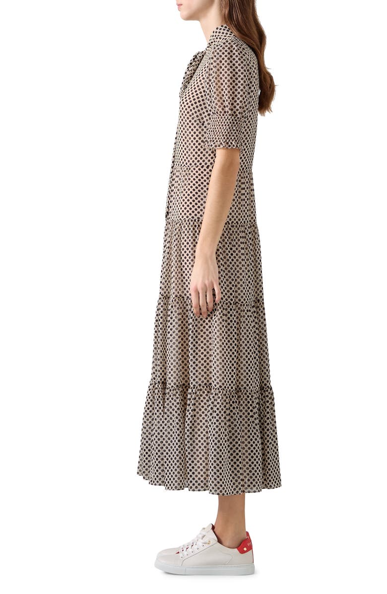 LK Bennett Coco Tie Neck Maxi Dress, Alternate, color, Black Multi