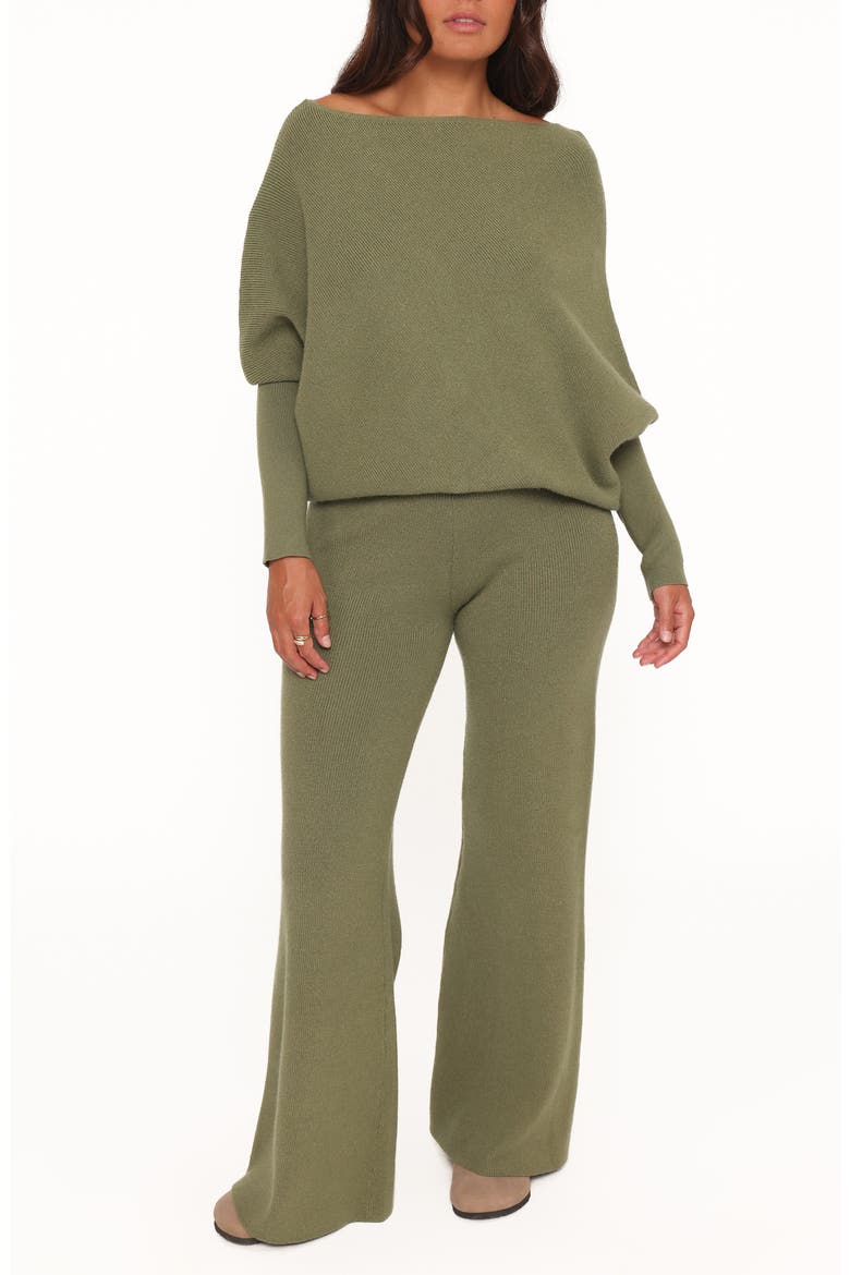 Gennie Two-Piece Knitted Pant Set, Main, color, AVOCADO