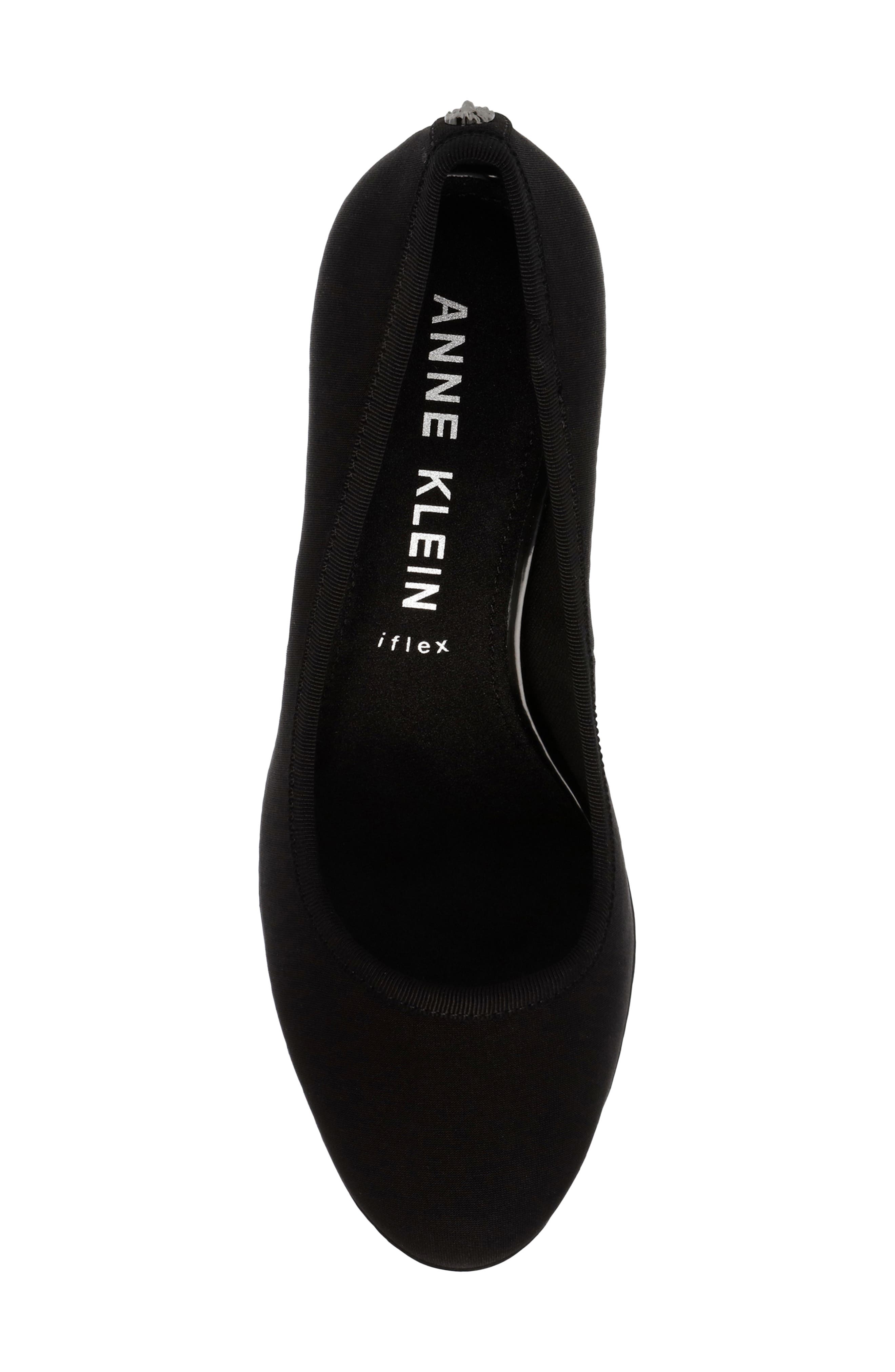 Anne Klein Castana Round Toe Block Heel Pump, Alternate, color, Black Stretch