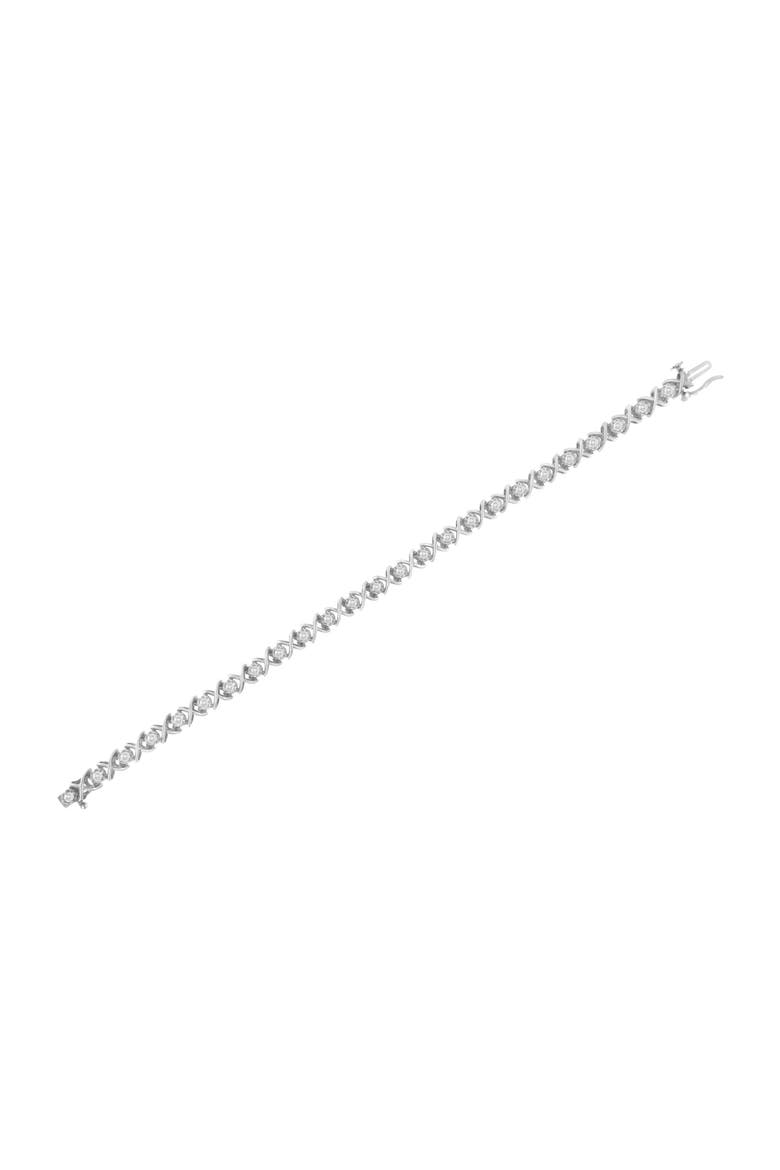 Silver 1 cttw Brilliant Round-Cut Diamond "X" Link Bracelet, Alternate, color, White