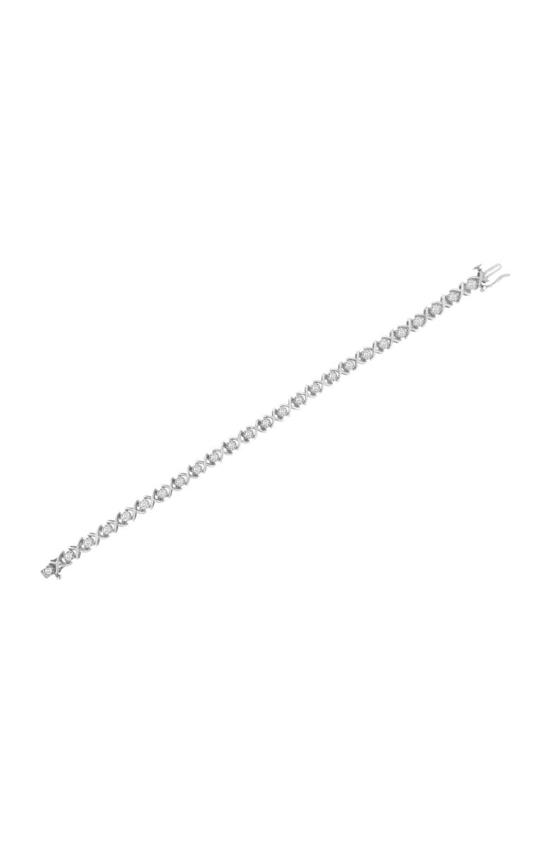 Haus of Brilliance Silver 1 cttw Brilliant Round-Cut Diamond "X" Link Bracelet, Alternate, color, White