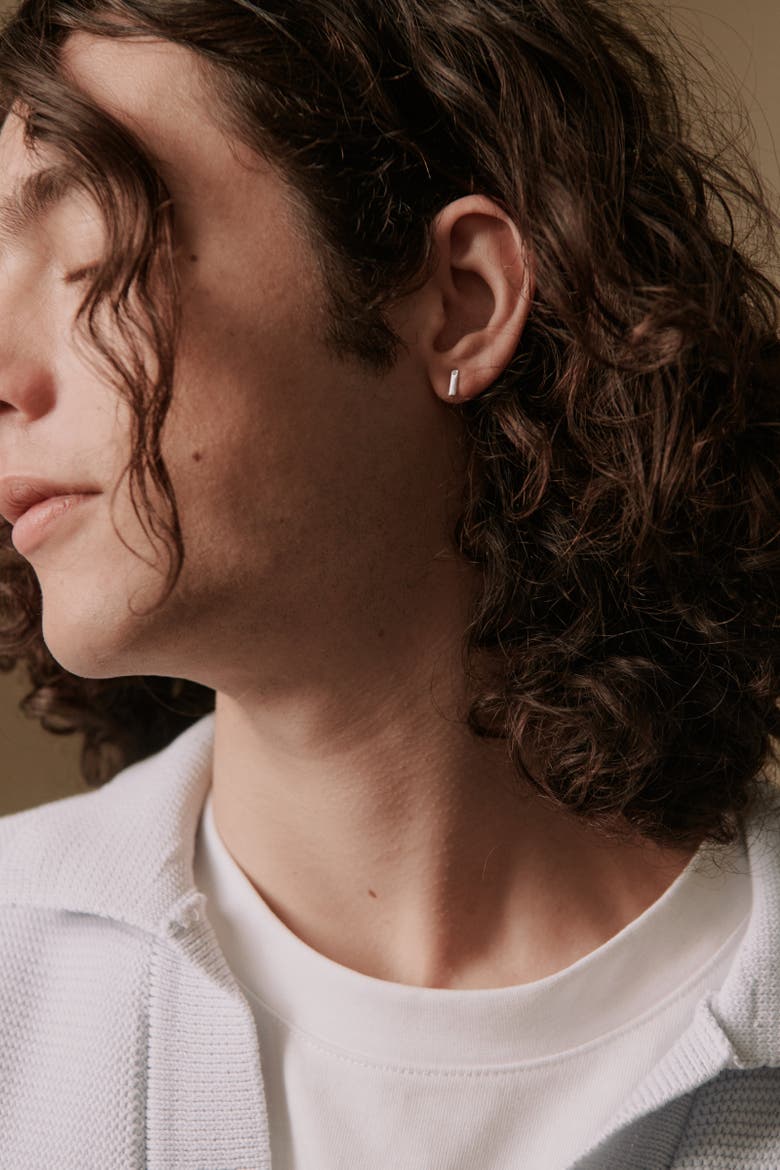 Mia Long Studs, Alternate, color, Recycled Sterling Silver