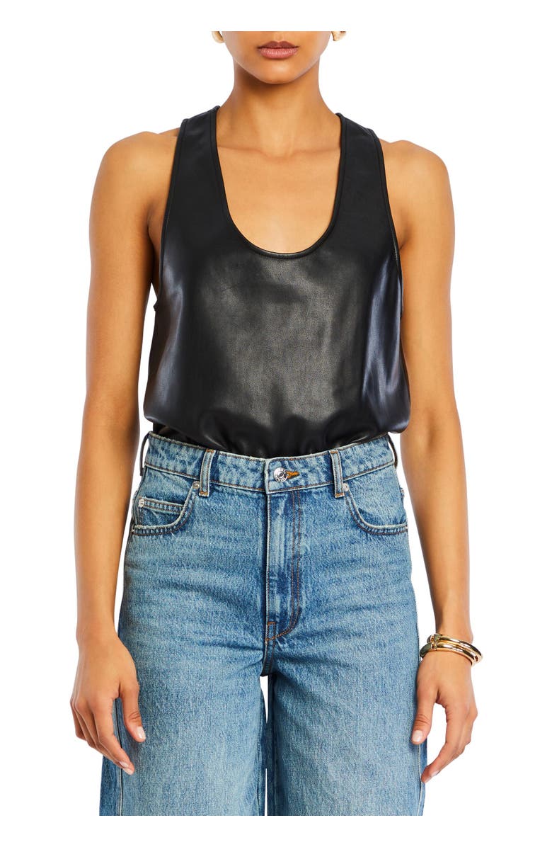 SER.O.YA Nina Vegan Leather Bodysuit, Main, color, 