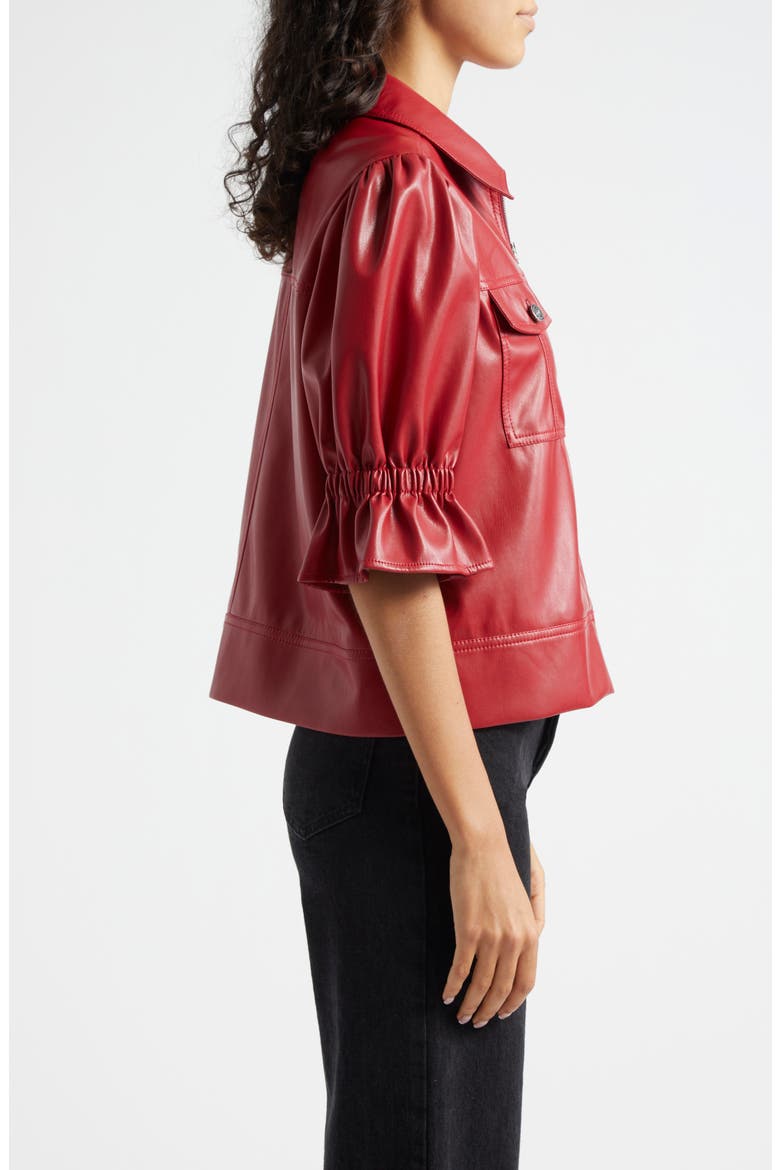 Holly Ruffle Faux Leather Jacket, Alternate, color, ROSEWOOD
