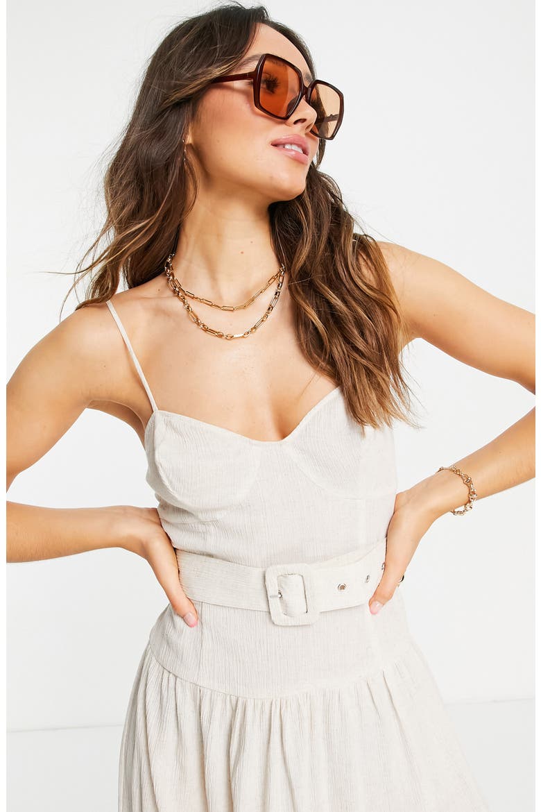 Belted Maxi Sundress, Alternate, color, STONE