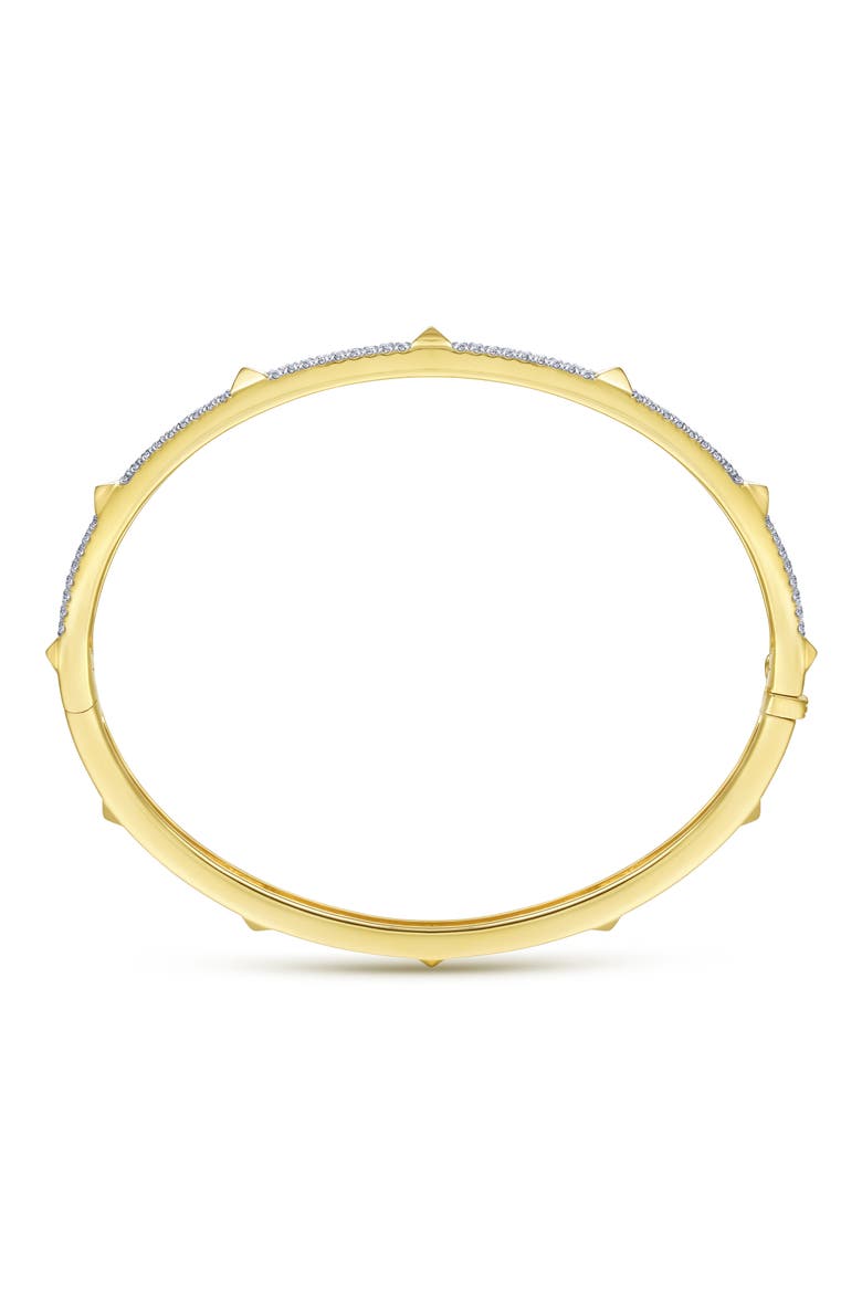 14K Gold Diamond Pavé Bangle with Pyramid Stations, Alternate, color, 14K YELLOW GOLD