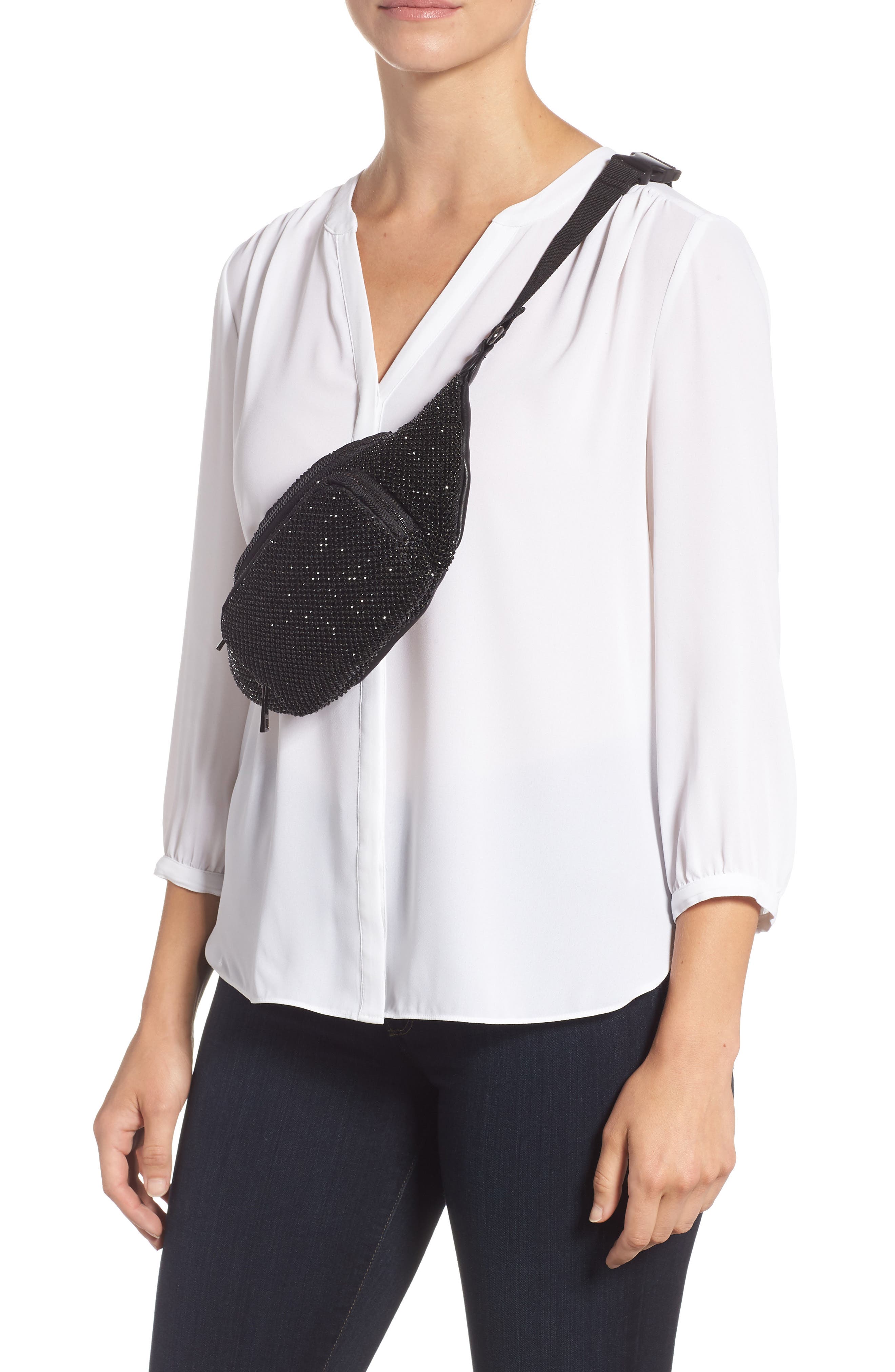 Diana Diamante Bumbag, Alternate, color, BLACK