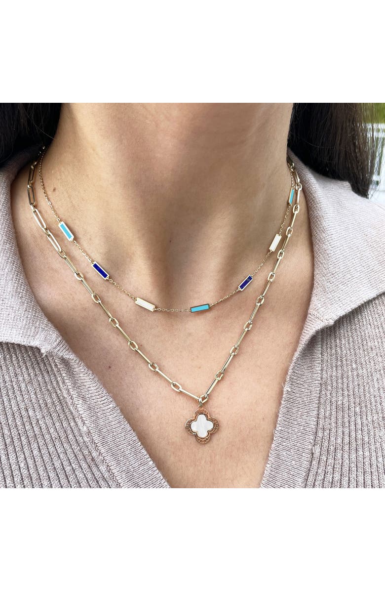 The Lovery Fine Jewelry Blue Mixed Bar Chain Necklace, Alternate, color, Blue