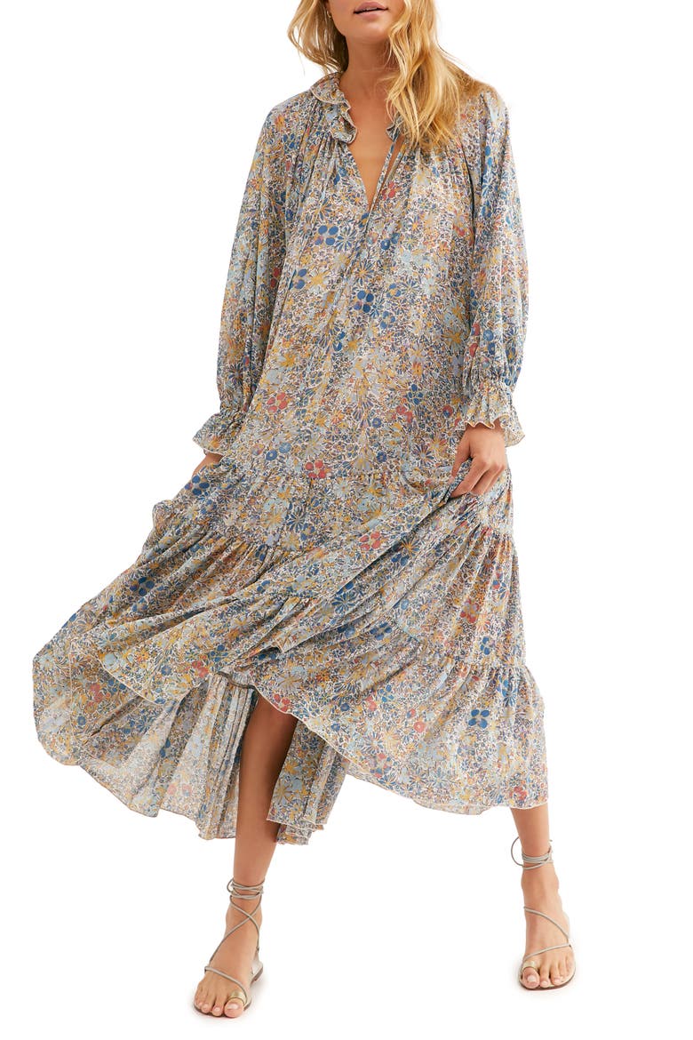 Feeling Groovy Long Sleeve Midi Dress, Main, color, IVORY COMBO