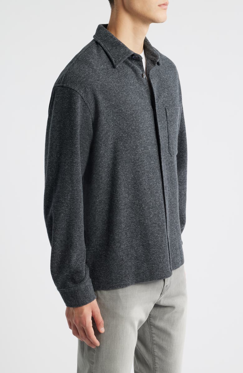 FRAME Waffle Knit Button-Up Shirt, Alternate, color, Heather Grey