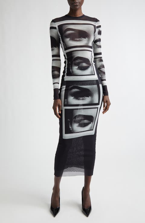 Re-Edition Eyes & Lips Print Mesh Maxi Skirt