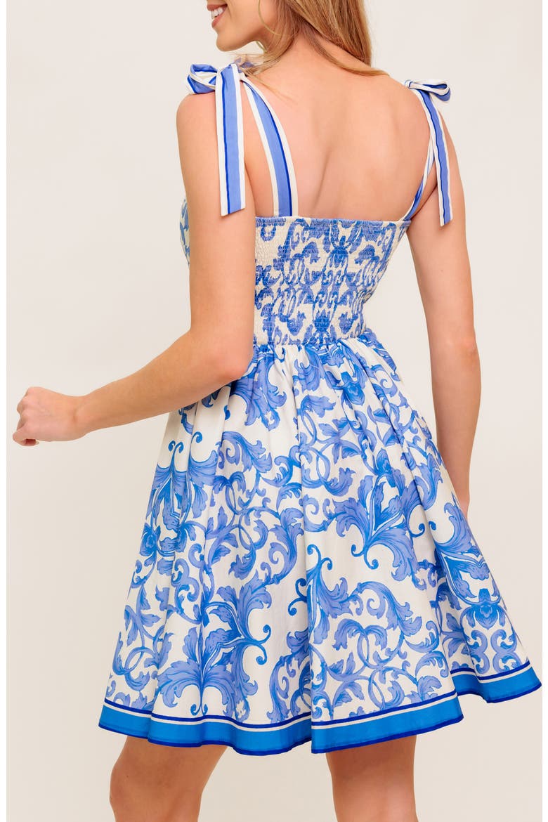 Print Minidress, Alternate, color, IVORY BLUE