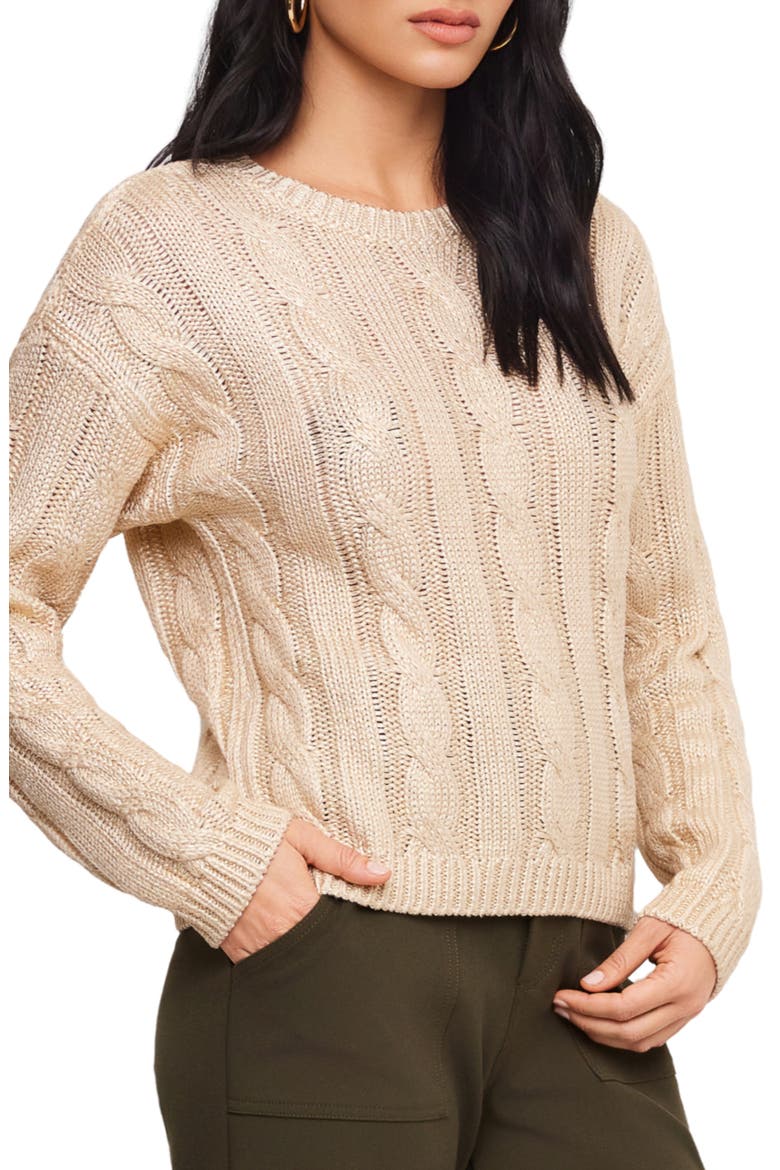 Levie Metallic Cable Knit Sweater, Alternate, color, GOLD