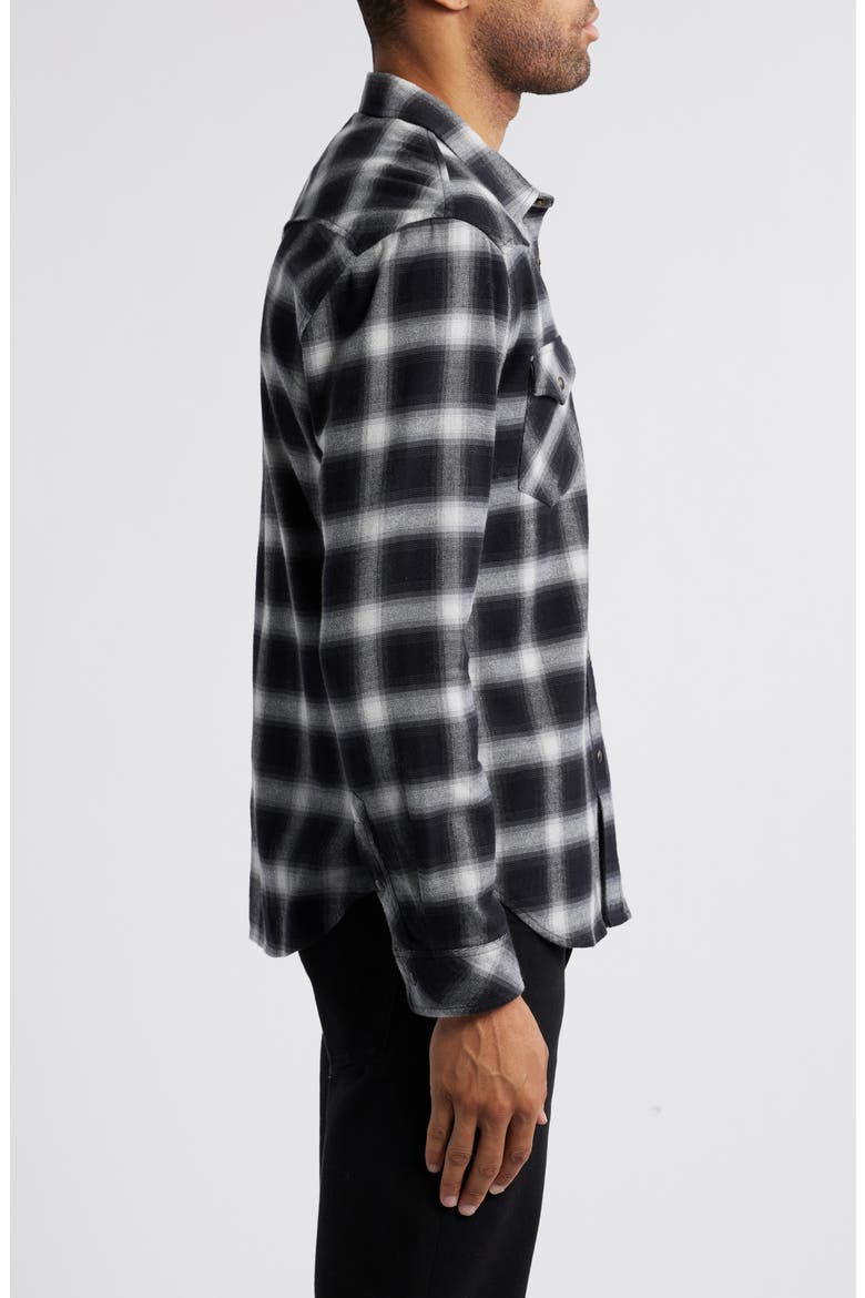 Roy Relaxed Fit Plaid Stretch Cotton Snap-Up Shirt, Alternate, color, MIRROR SMOKE