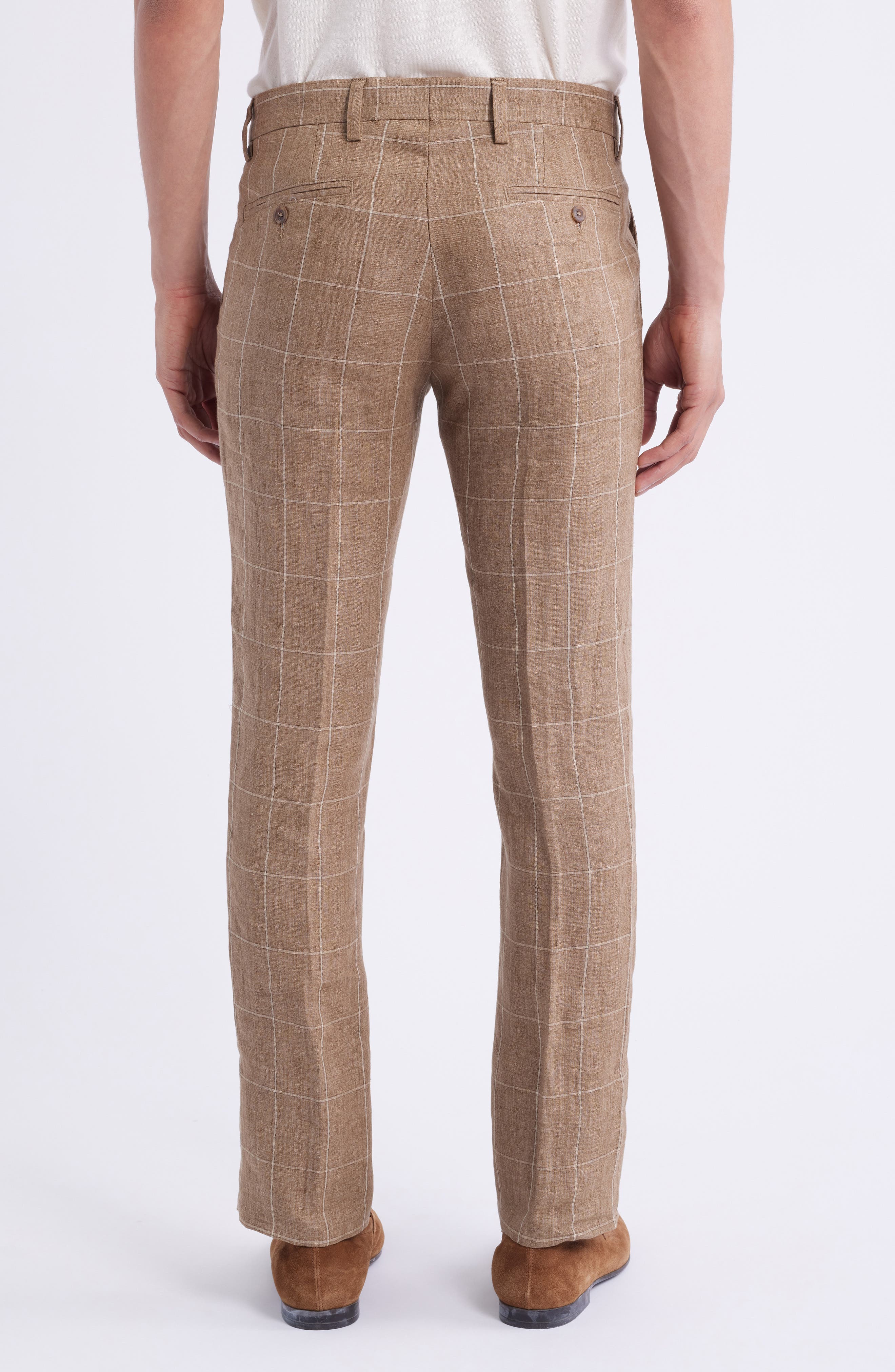 Windowpane Check Linen Pants - image 4