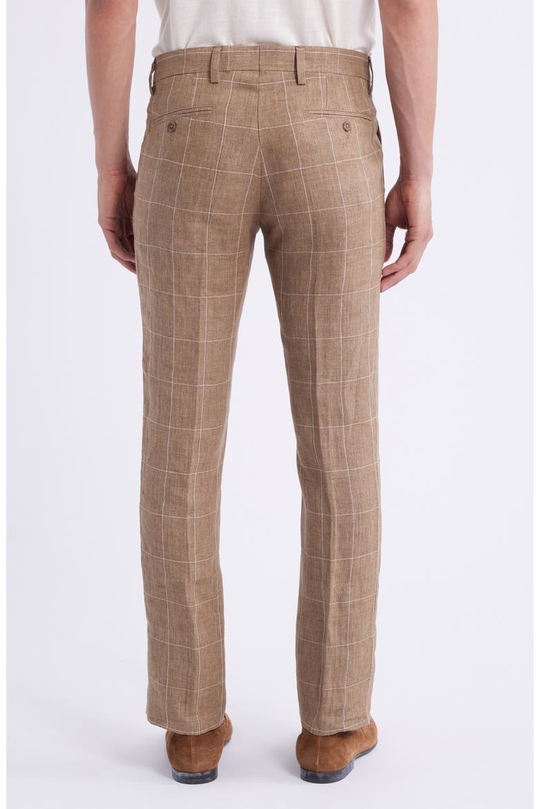 Windowpane Check Linen Pants, Alternate, color, TAN