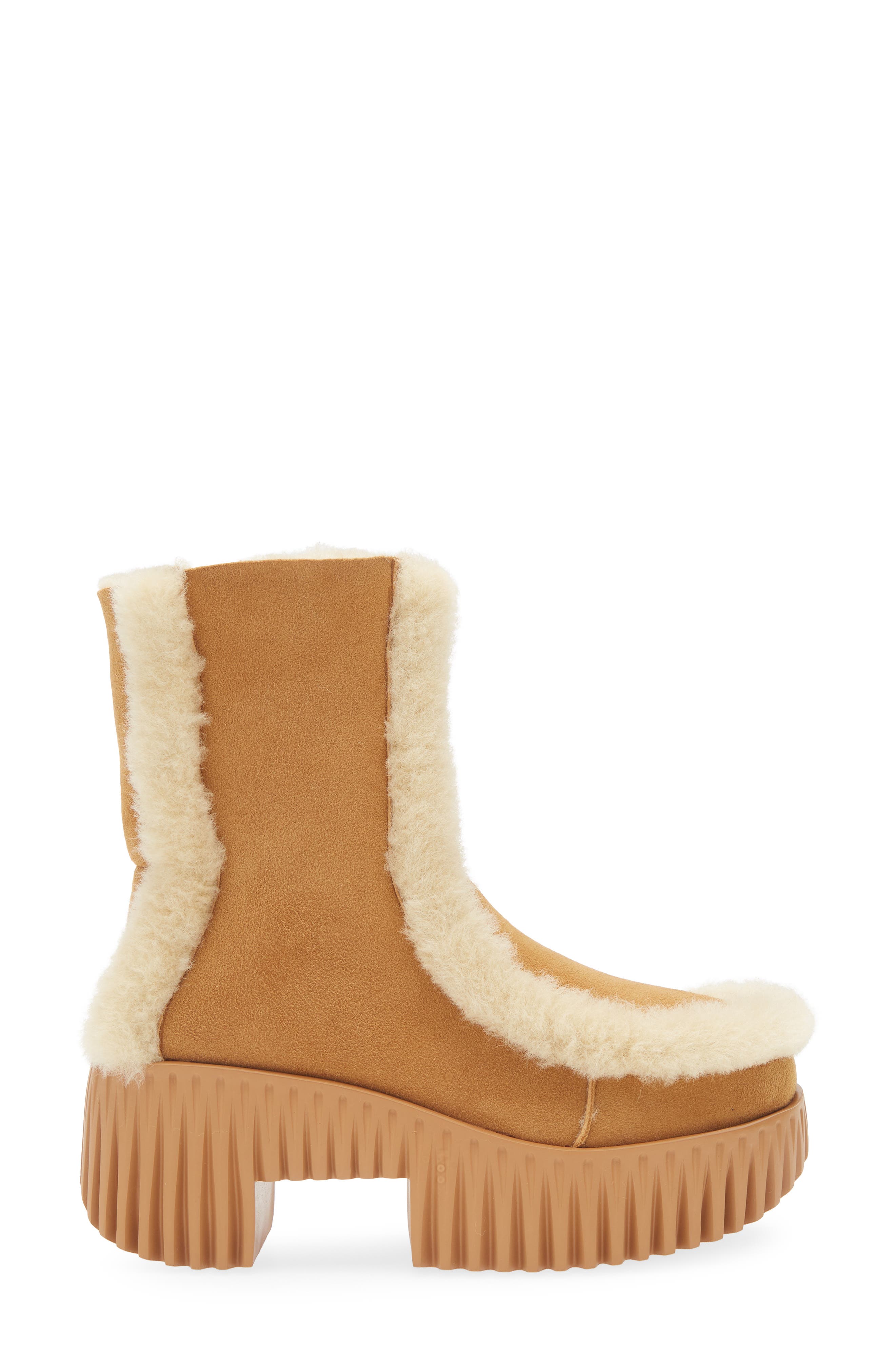 4CCCCEES Plia Fero Genuine Shearling Platform Bootie, Alternate, color, Camel