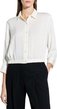 Theory Elastic Hem Silk Button-Up Shirt